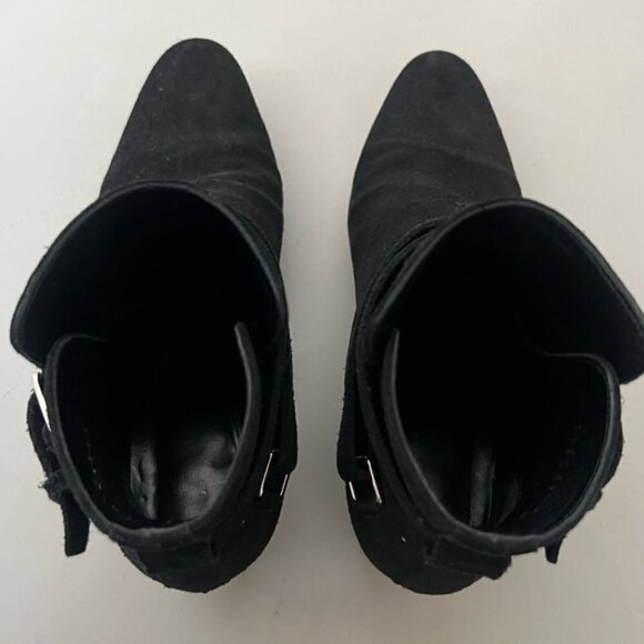Saint Laurent Black Suede Buckle Strap Ankle Boot - Picture 4 of 14
